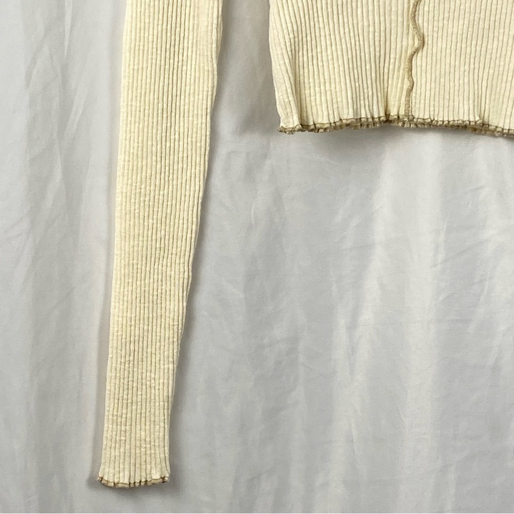 O’Neill Cream Ribbed Y2K Long Sleeve Cropped Top Size Small - Picture 6 of 16